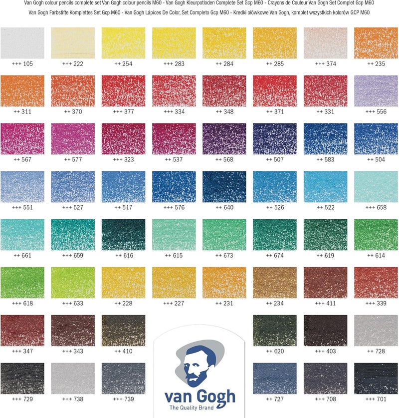 Van Gogh Metal Colour Pencil Set of 60 - Premium Art Supplies - Image 3